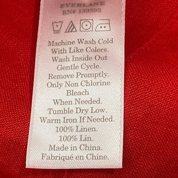 Everlane Red Linen Picnic Top Size 8 sustainable button front boxy breathable - Picture 5 of 8